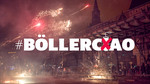 Im Hintergrund sieht man eine Stadtkulisse mit Feuerwerkslichtern und Rauch. Auf dem Foto steht: Böllerciao